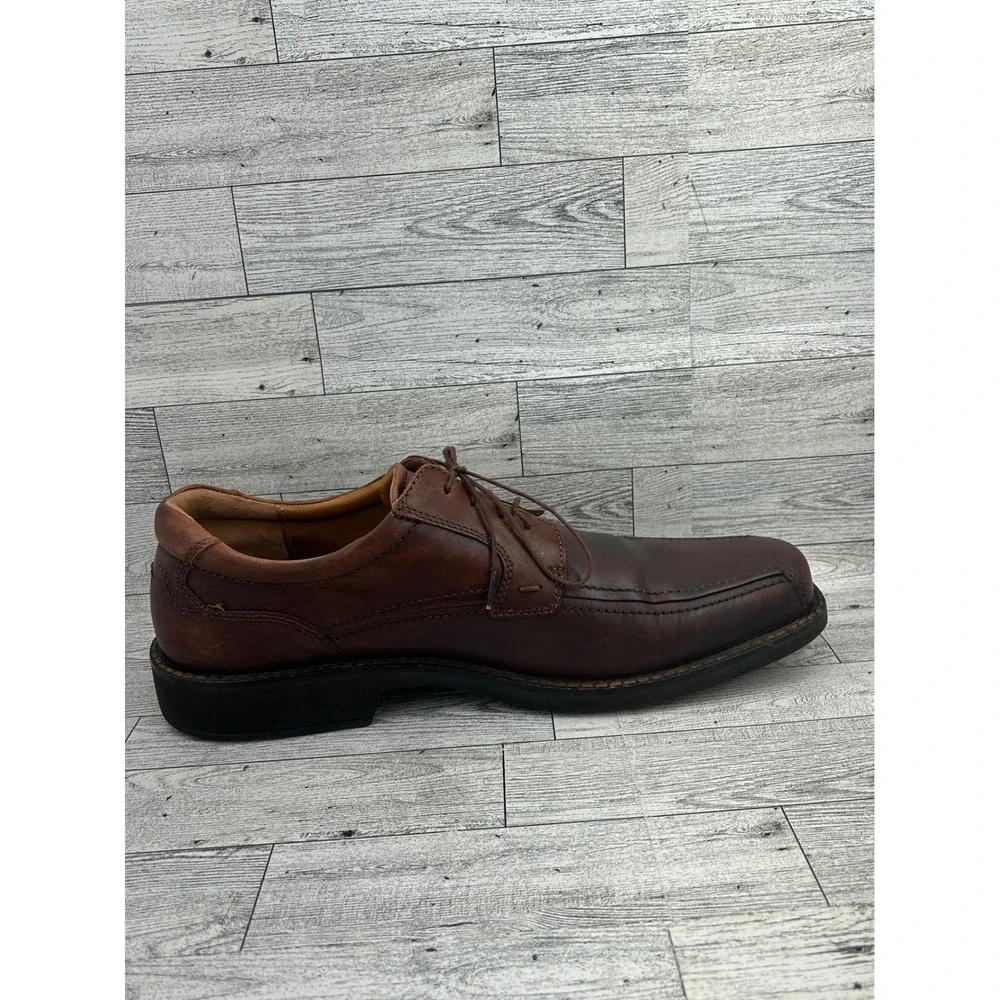 ECCO Mens Leather Dress Shoes Lace Up Brown Square Toe Size EU‎ 47 US 13.5